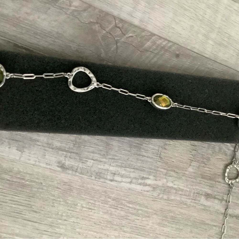 Vintage Signed Lia Sophia Paper Clip Chain Abstract Pastel Glass Stone Necklace